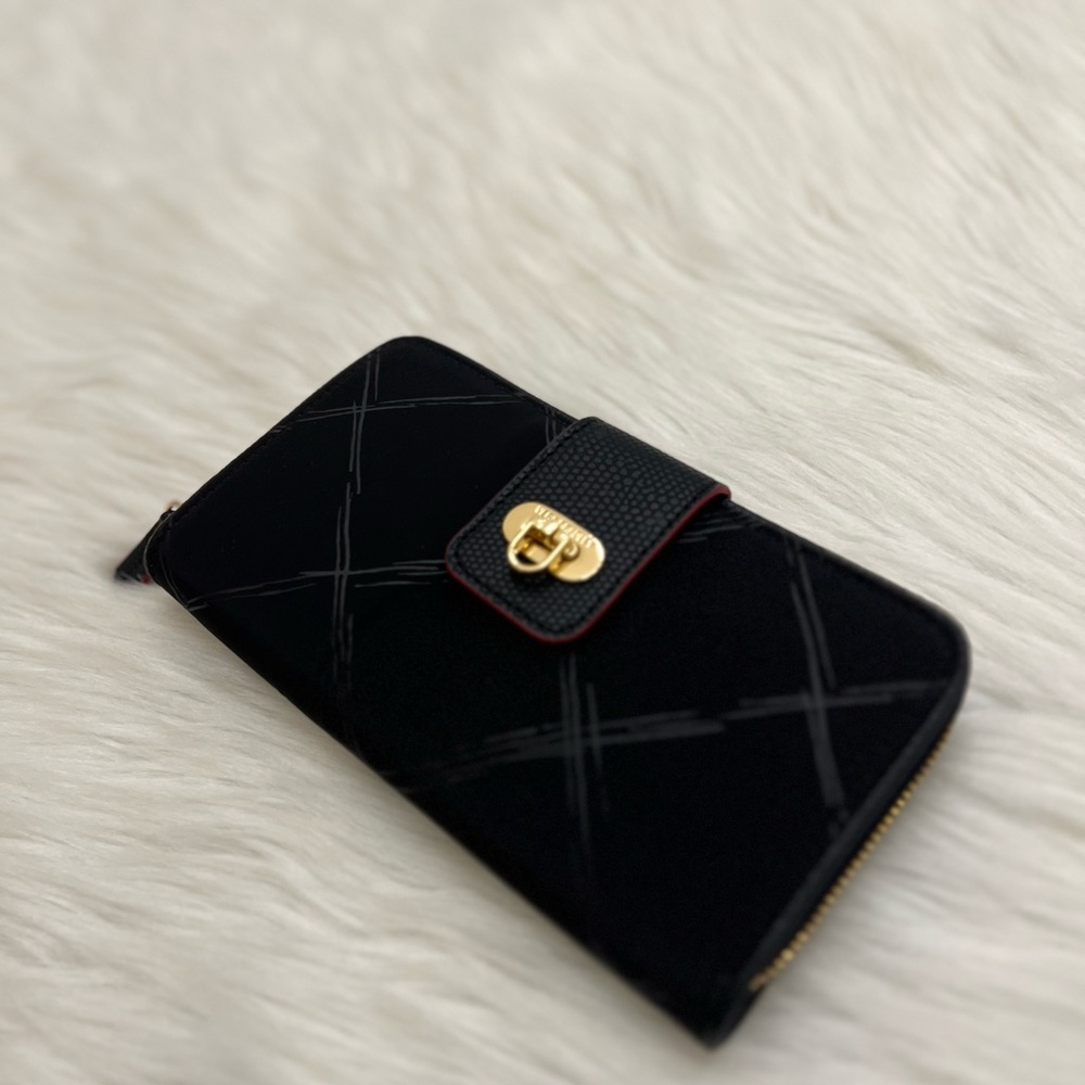 VERA BRADLEY - BLACK NYLON PREPPY POLLY LONG ZIP WALLET - Picture 4 of 10